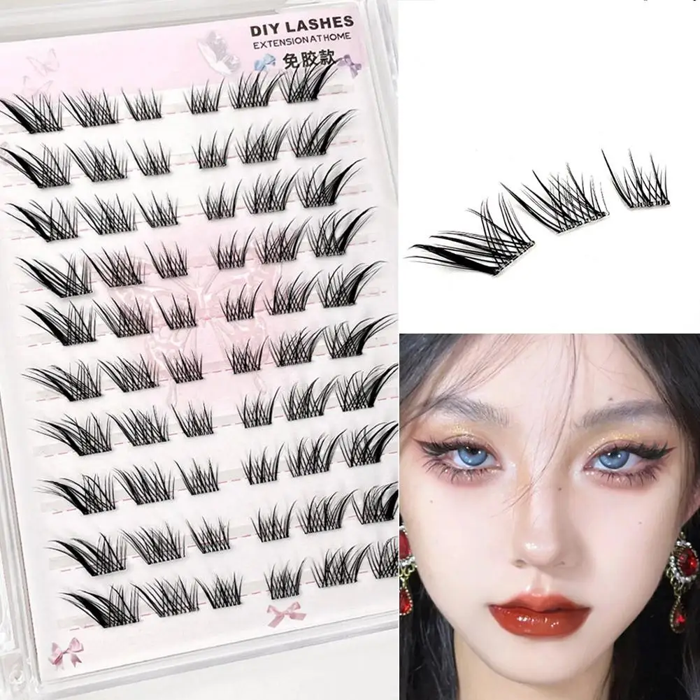 مجموعة رموش صناعية من Fox Eye، رموش سوداء قصيرة مجزأة، رموش عين القطة منفوشة طبيعية للمكياج اليومي #1