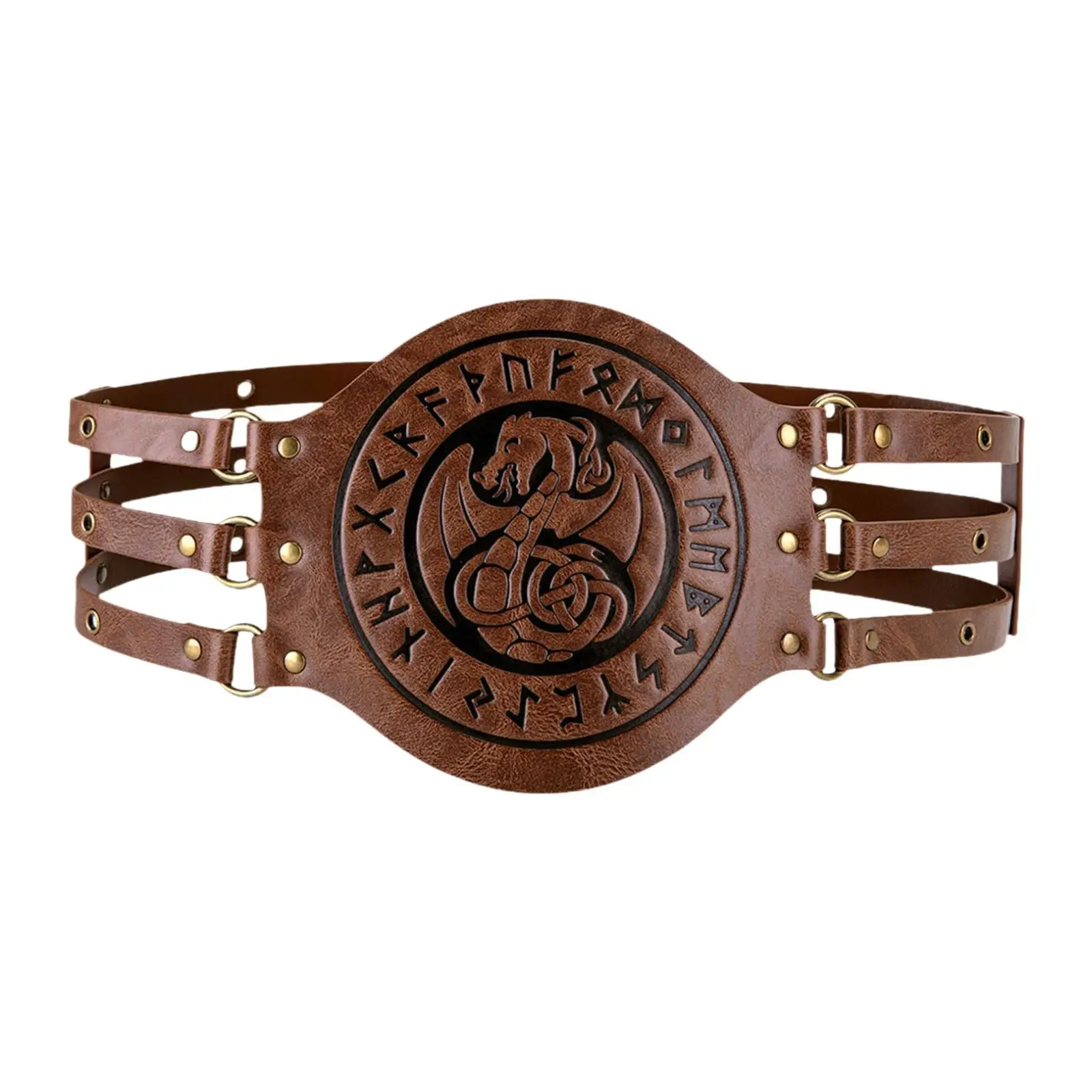 Cinturón ancho medieval ajustable de piel sintética vintage para hombres y mujeres, ideal para reuniones o eventos culturales de cosplay, con metal y cordón.