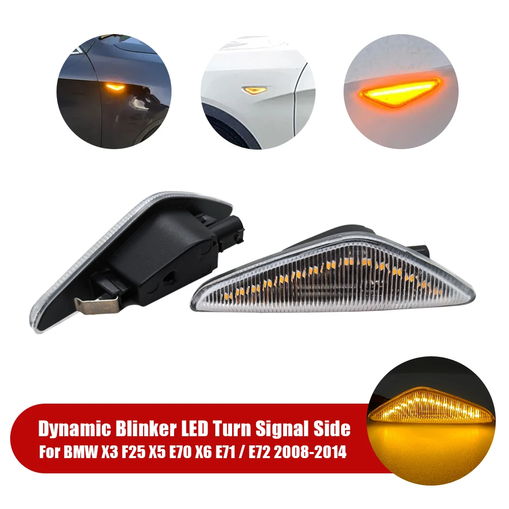

2PCS Led Side Mirror Dynamic Turn Signal Sequential Indicator Blinkers For BMW X3 F25 X5 E70 X6 E71 / E72 3 Series E46