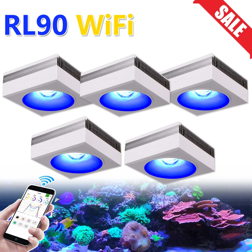 PopBloom-WiFi Saltwater Led Aquarium Lighting,Program Marine Aquarium Led Lamp For Seawater Fish Tank Light,Reef Coral,RL90,5PCS