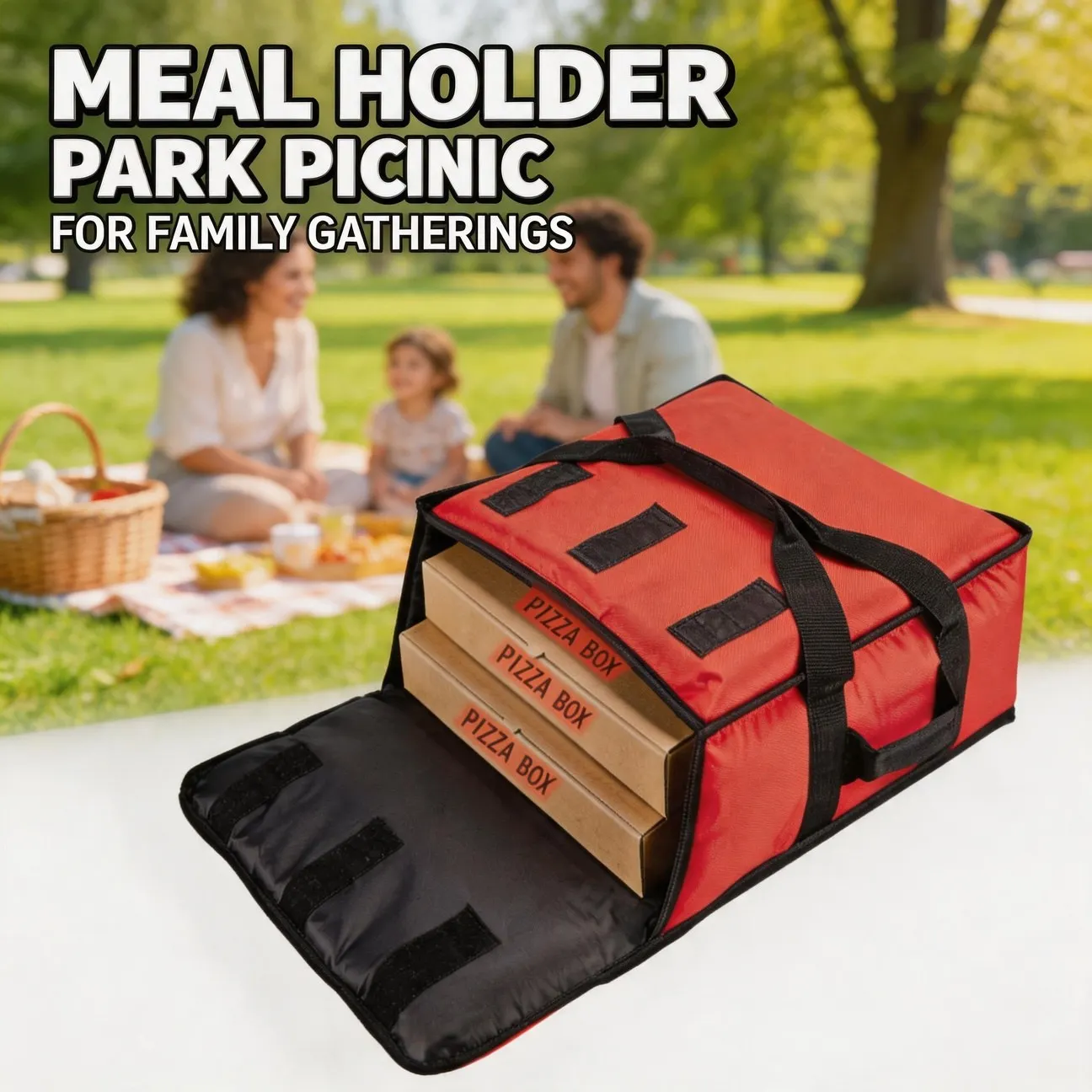 Large Capacity Insulated Pizza Delivery Bag Portable Food Thermal Bag Foldable Takeout Catering Bag