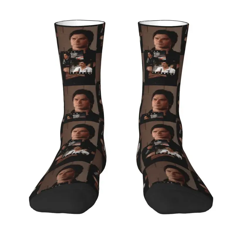 Custom Funny The Vampire Diaries Damon Salvatore Collage Socks Men Women Warm 3D Print Fantasy Film Basketball Sports Socks