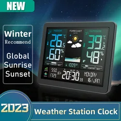 NEW Digital Weather Station Clock Temperature Humidity Meter Barometric Pressure Moon Phase Weather Forecast Hygrothermograph