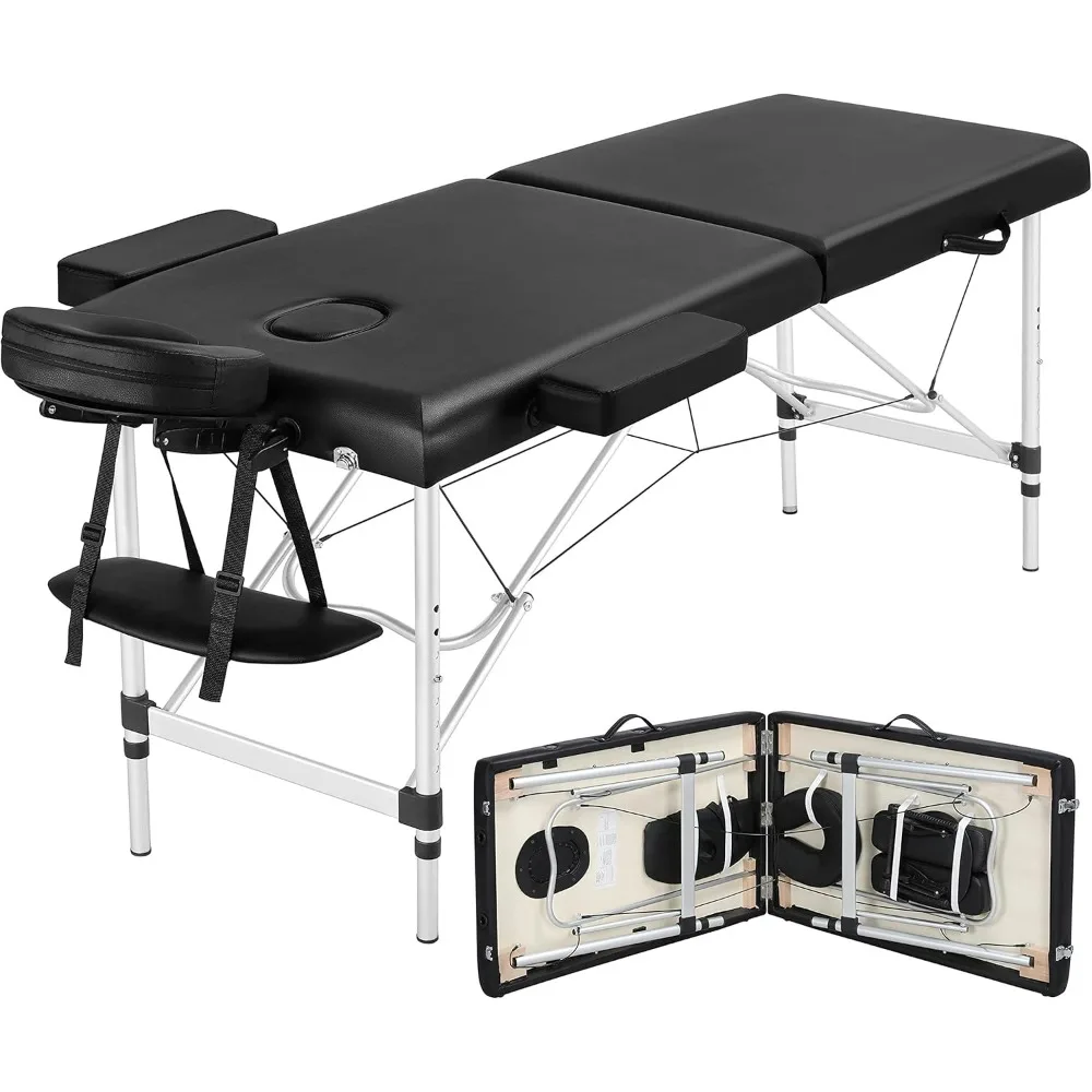 Chaise de shampoing portable à profil haut en aluminium, table de massage, lit de tatouage de salon, sac non tissé, noir, 84 po