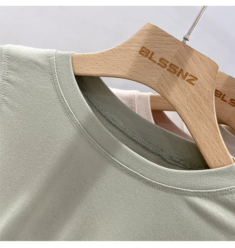 AOSSVIAO 2026 Sommer Baumwoll-Tops Basic Shirts Weiß Schwarz Lässige Sport-Weste Off-Shoulder Grün Damen Tank Top – Detail 8