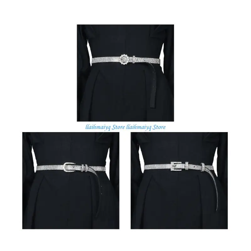 

573B Hot Girls Pin Buckle Waist Straps Silver Color Belt Nightclub Coat Dress Ladies Formal Waistband Adjustable