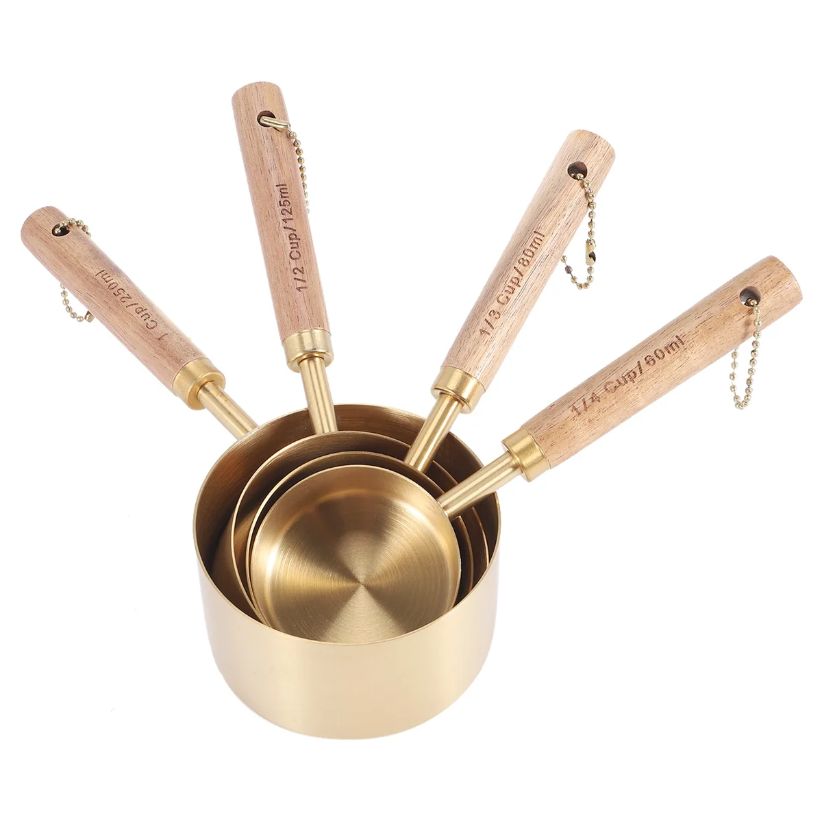 

8 Piece Measuring Cups Set and Measuring Spoons, with Fragrant Wood Handles-Complete Set of Measure Cups and Spoons