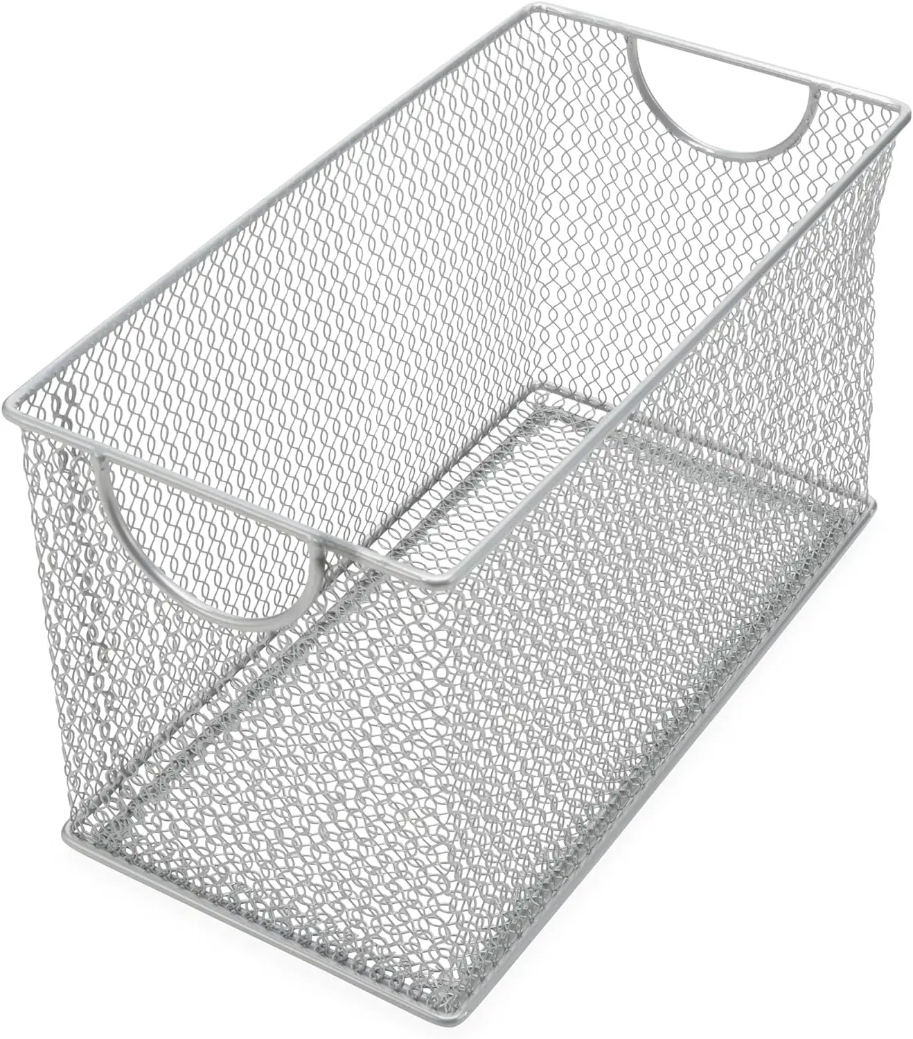 Caja de malla de almacenamiento, malla plateada, ideal para la escuela, suministros para el hogar o la oficina, libros, discos de ordenador y más