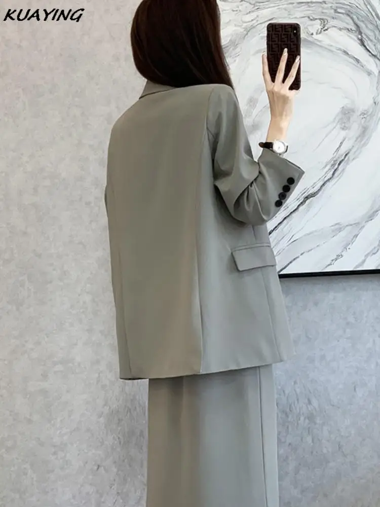 Retro Temperament Blazer Skirt Suits Autumn New Fashion Long Sleeve Office Ladies Outfits Women\'s Chic Clothing Two Piece Sets