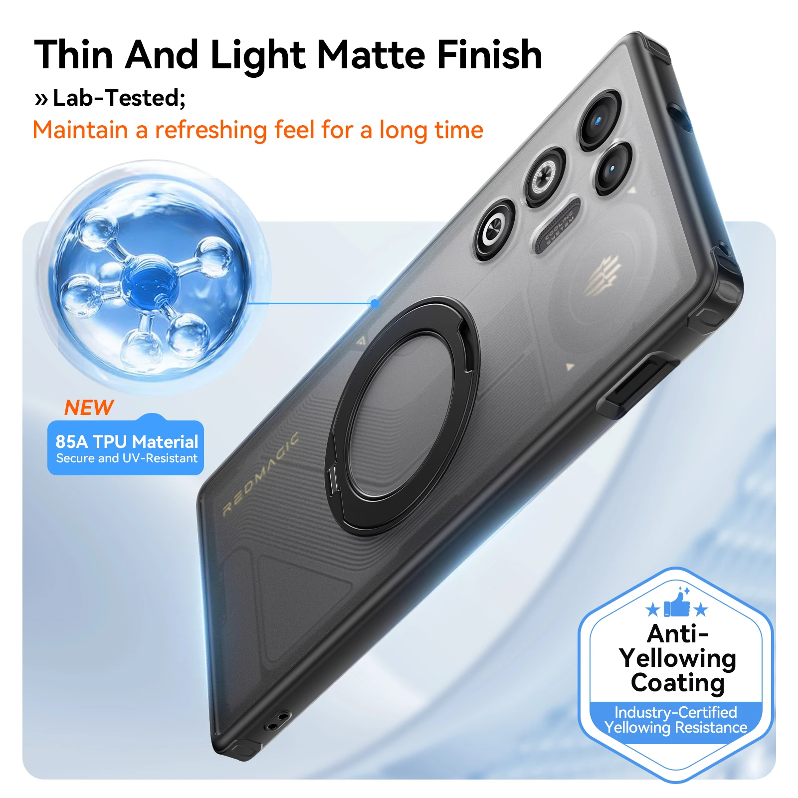 360 °   Obrotowe Magnetyczne Metalowe Etui na Telefon z Podstawką do ZTE Nubia RedMagic 11 Pro Plus, Przezroczyste, Matowe, Odporne na Wstrząsy, Fundas — zdjęcie produktu 2