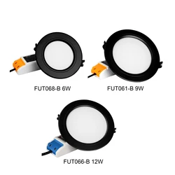 MiBoxer 6W 9W 12W RGB + CCT Led Downlight marco negro 2,4 GHz RF controlable remoto WiFi habilitado AC100-240V Wifi inteligente Downlight