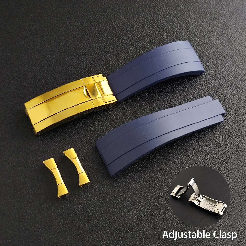 High Quality 20mm Watch Strap And Curved Watch Strap Ends Adjustable Rubber Watch Strap Fits 20mm Width VK63 Case Watch Parts image 3