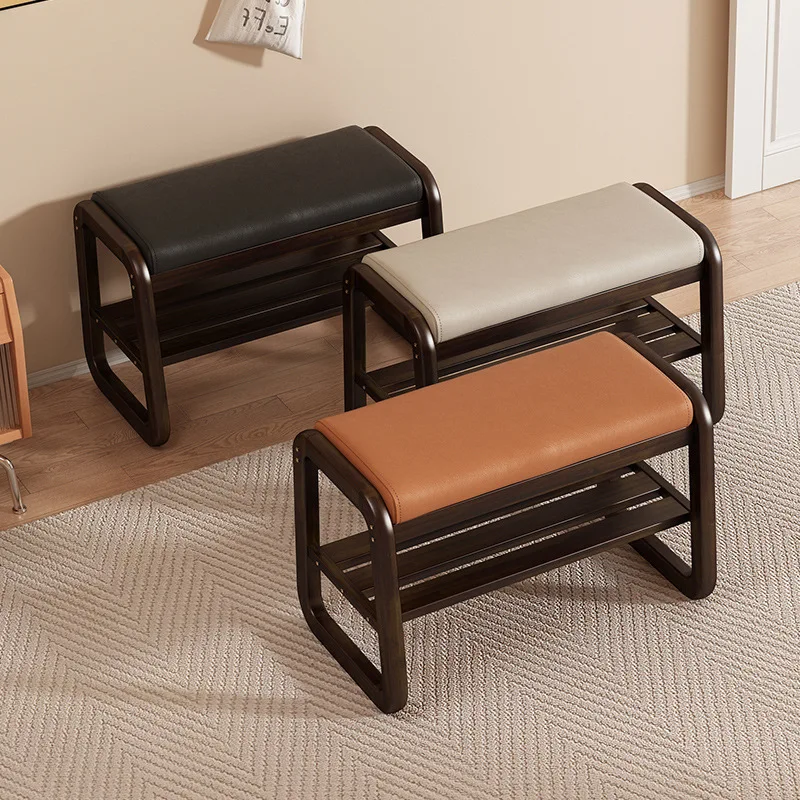 

Household door shoe change stool entry stool integrated shoe rack non-solid wood modern simple soft bag seat cushion shoe stool