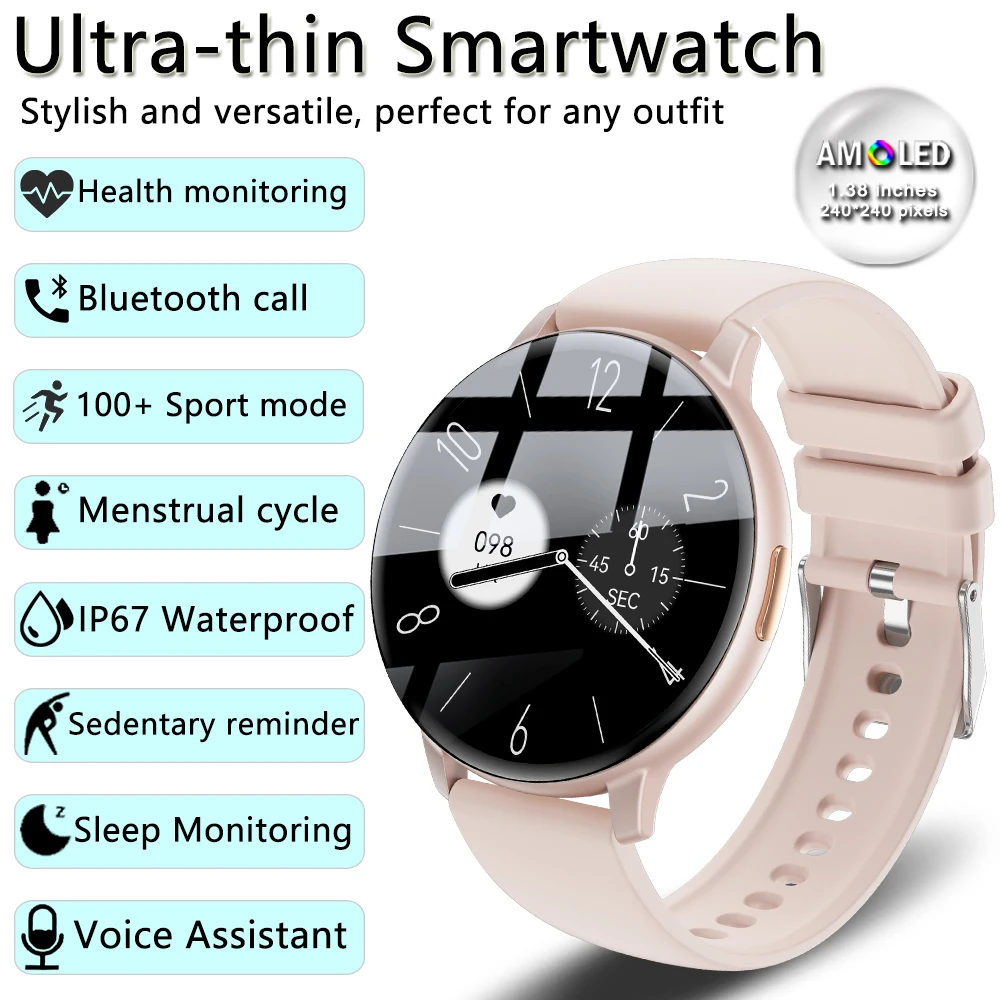 

New Fashionable And Sexy Women Smart Watch Female Cycle Tracking Heart Rate Monitoring IP67 Waterproof Bluetooth Call SmartWatch
