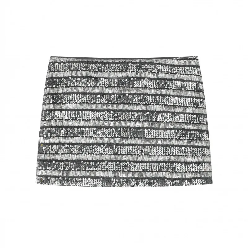 New Arrival Women's Casual Striped Sequin Midi Skirt, Low-rise Hip-wrapping Mini Skirt, Elegant Apricot A-line Skirt