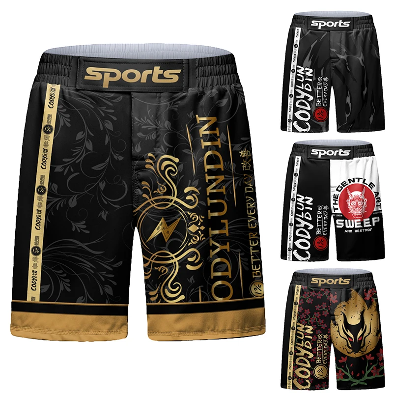 Męskie spodenki do grapplingu MMA z sublimowanym nadrukiem Bjj Jiu Jitsu Rashguard Sztuki walki noszą krótkie spodnie bokserskie Spodenki Muay Thai