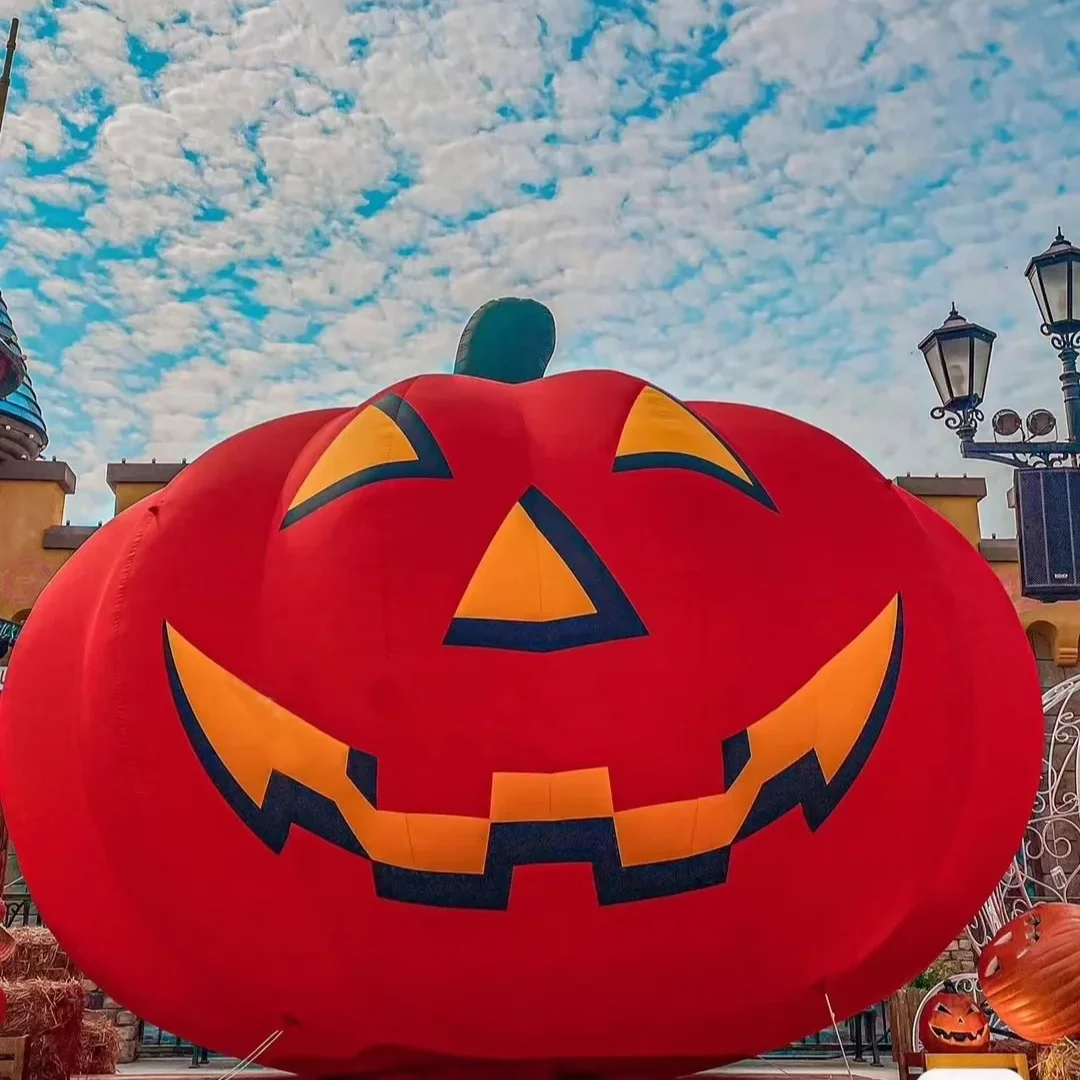 Giant Inflatable Pumpkin With White LED Light Halloween Decor Glowing Jack O Lantern Scary Yard Prop Haunted House Display