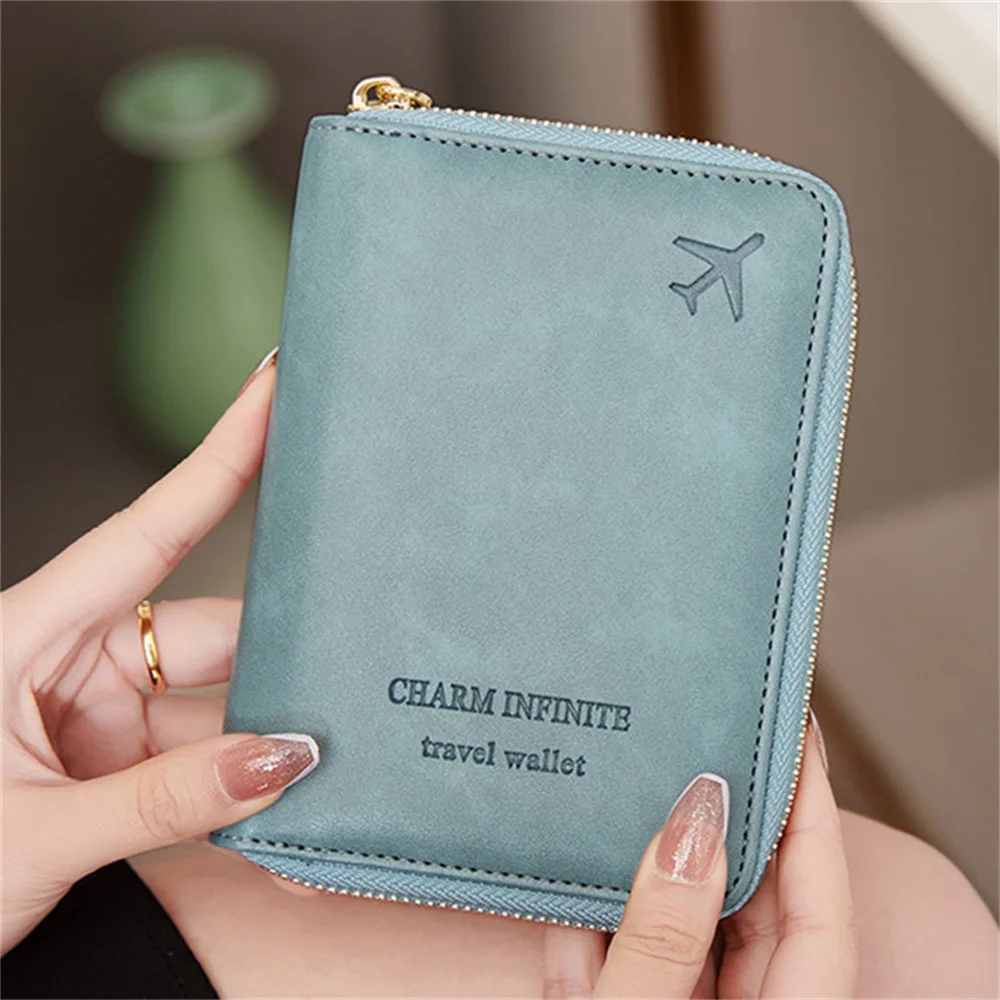 RFID Anti-Magnetic Passport Holder Zipper Short Travel Passport Bag Multi-Functional Storage Document Card Bag Passport Wallet