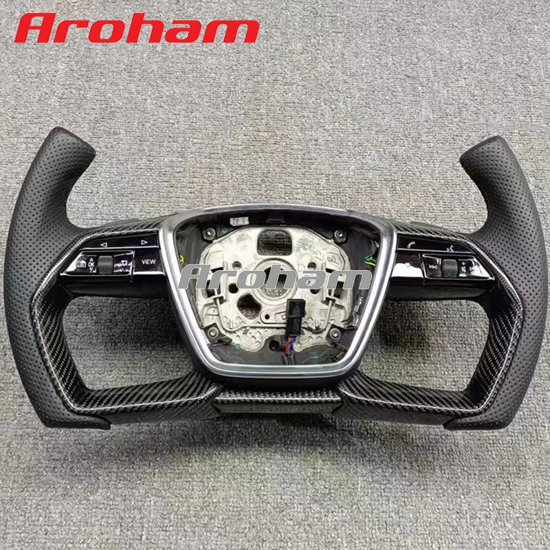 Aroham 100% Ral Carbon Fiber Steering Wheel Special Design For Audi A4 B8 A3 8P S3 A5 A6 S6 C6 Q5 A8 R8 TT TTS MK2 8J Avant