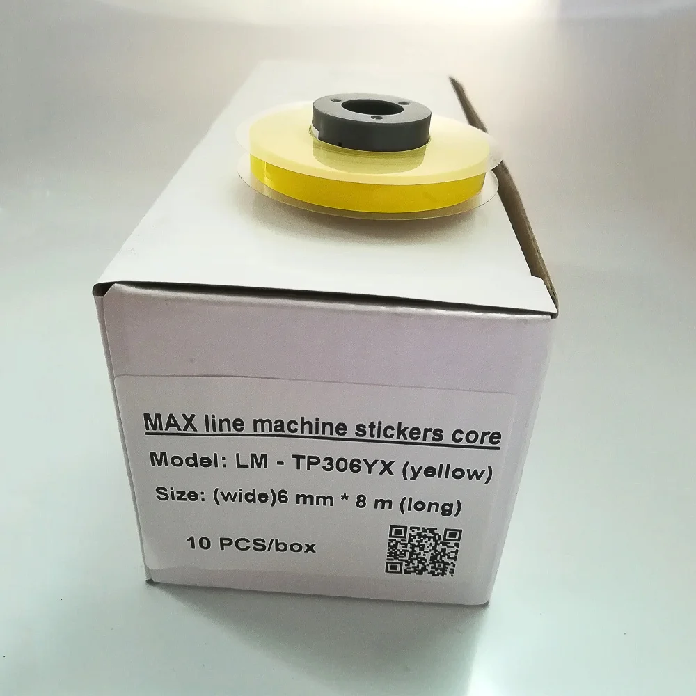 High quality Label Tape Core LM-306W 6mmx8m White Yellow For Tube Printer MAX LETATWIN LM-380E LM-390A Label Typewriter