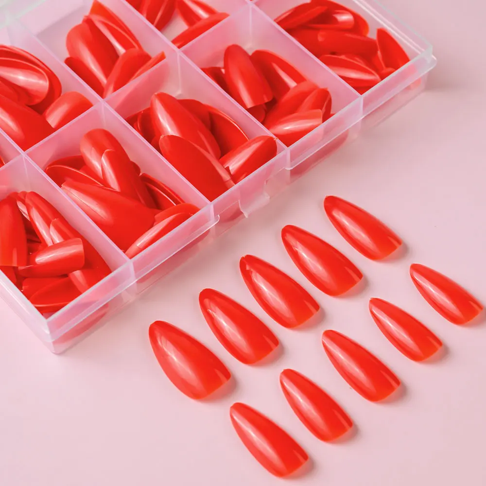 120Pcs/box Medium Almond False Nails Acrylic Full Cover Fake Nail Tips Extension Women Artificial Wearable Press on Nails