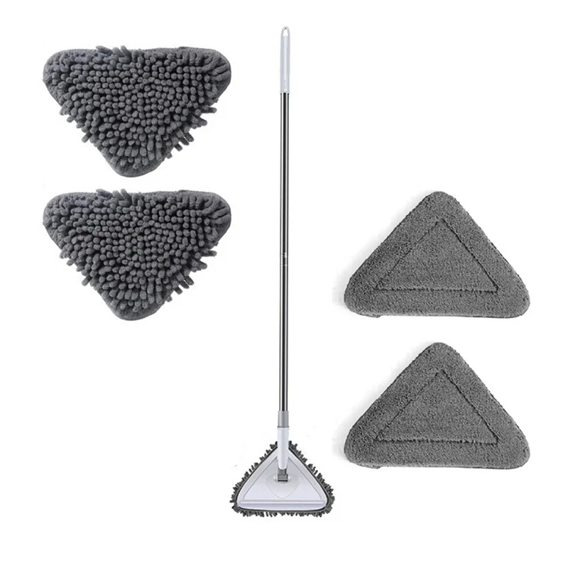 

Треугольная швабра с длинной ручкой, инструмент для чистки грязных стен, швабра для чистки стен 180 ° Вращающийся регулируемый очиститель стен от пыли