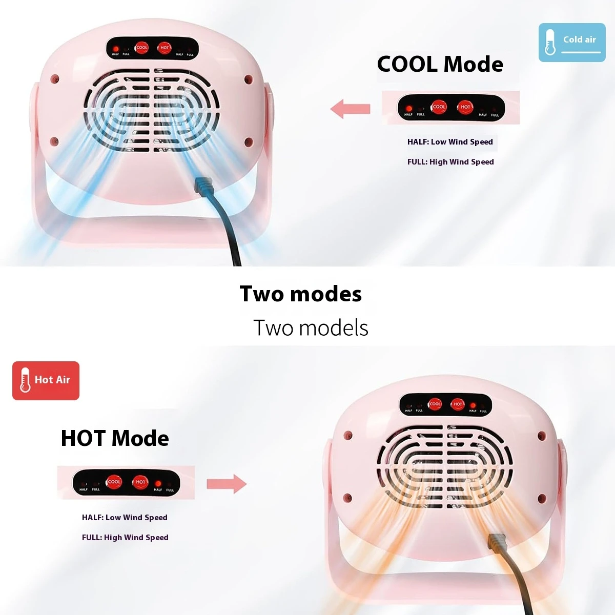 Gel Nail Polish Dryer 180° Rotating Nail Dryer Machine, Hot Cold Blower for Quick Drying Nail Art, Portable Hand Foot Nail Care