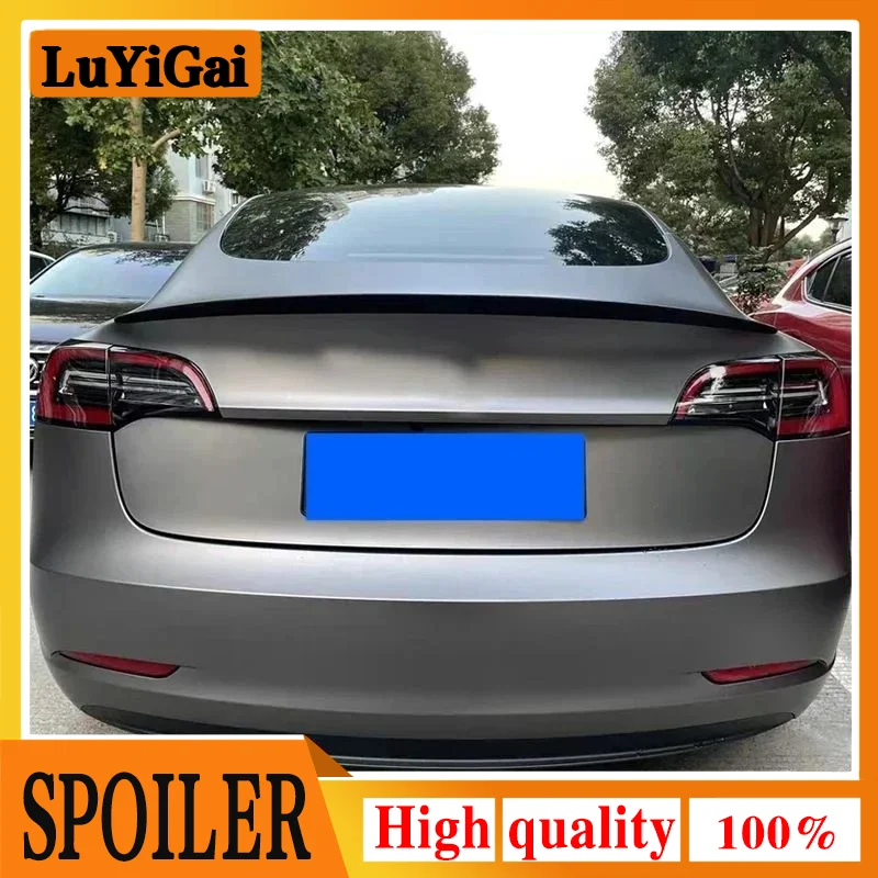 For Tesla Model 3 ModelY 2017 18 19 20 21 22 23 Carbon Glossy Black ABS Rear Trunk Lid Car Spoiler Wings Car Styling Accessories