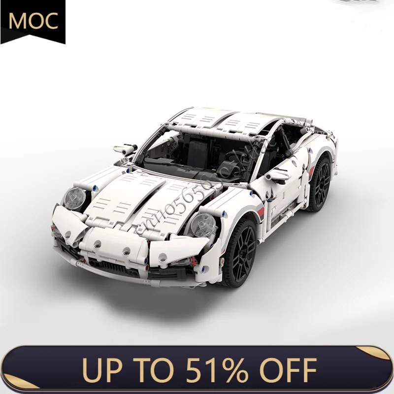 

New 1687 PCS MOC Technology Racing White Supercar Model Building Blocks Speed Vehicle Bricks Toys Kids Surprise Halloween Gifts