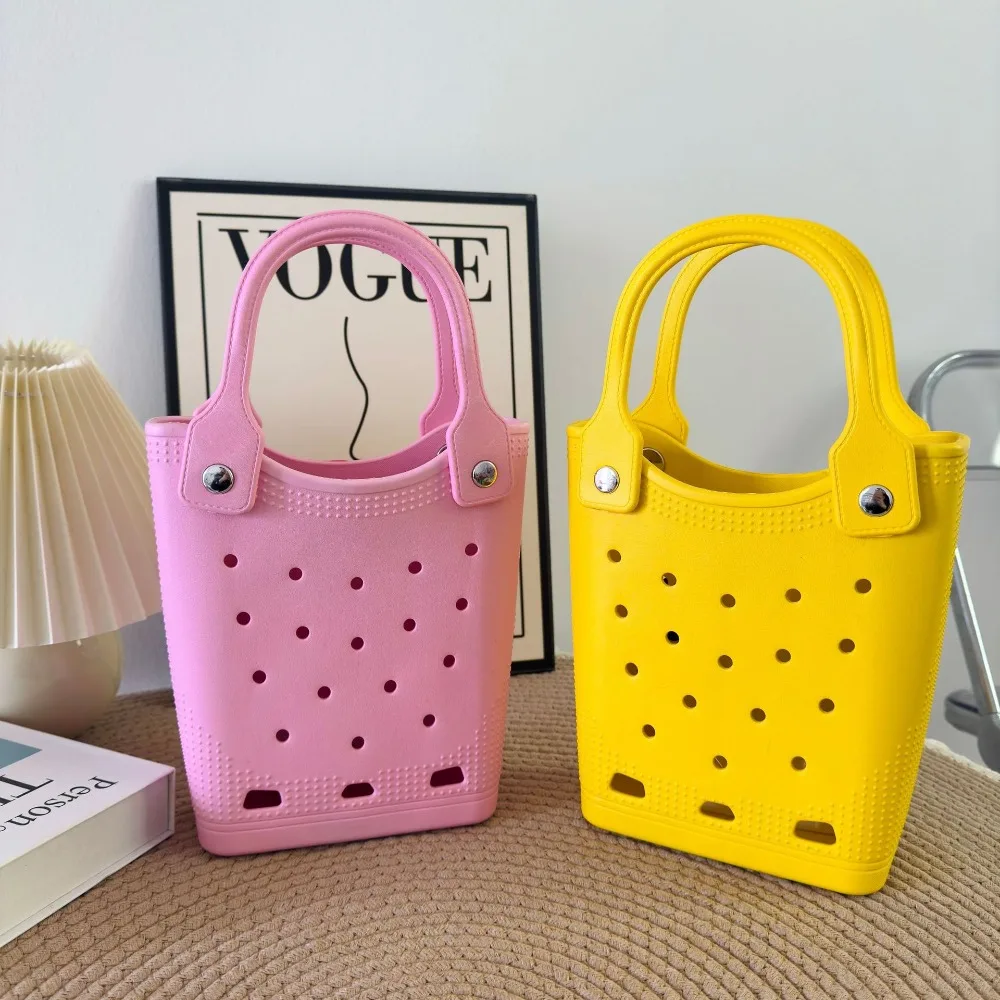 

Summer Women Tote Handbag Sundries Organizer Portable Waterproof Beach Bag Solid Color Durable Storage Baskets Girls Gift