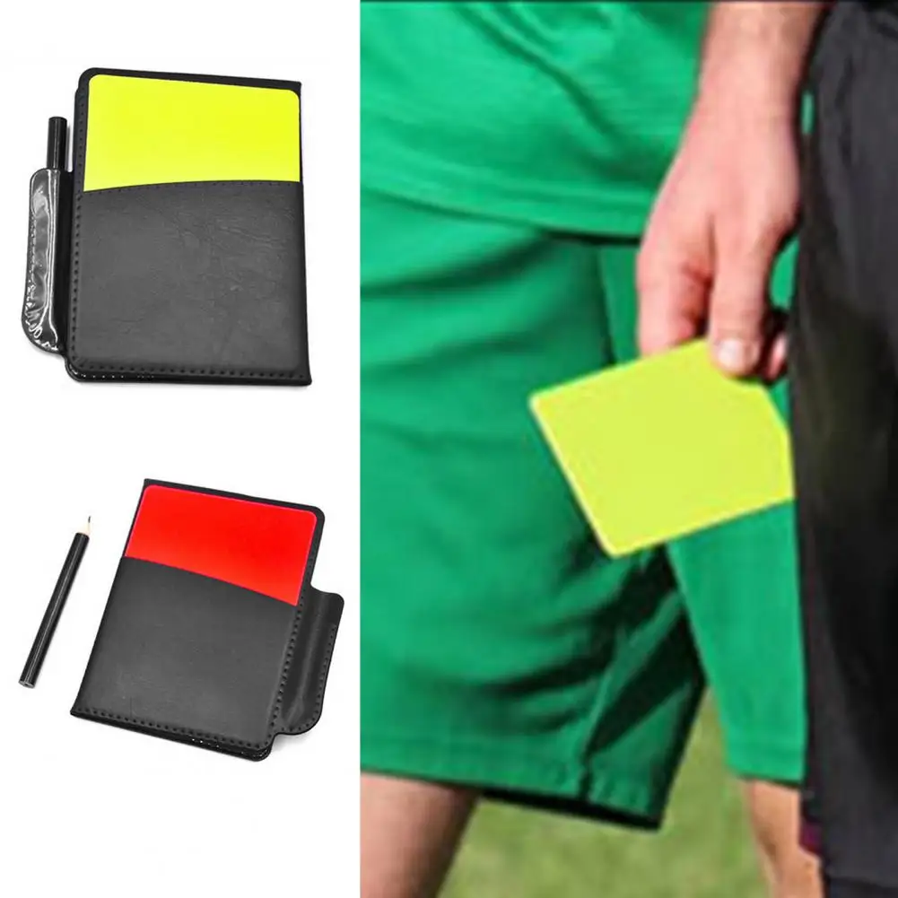Voetbalscheidsrechter Kaart Professionele Rood Gele Kaarten Pen Fluitjes Kaart Mouwen Set Voetbal Training Scheidsrechter Waarschuwingskaarten