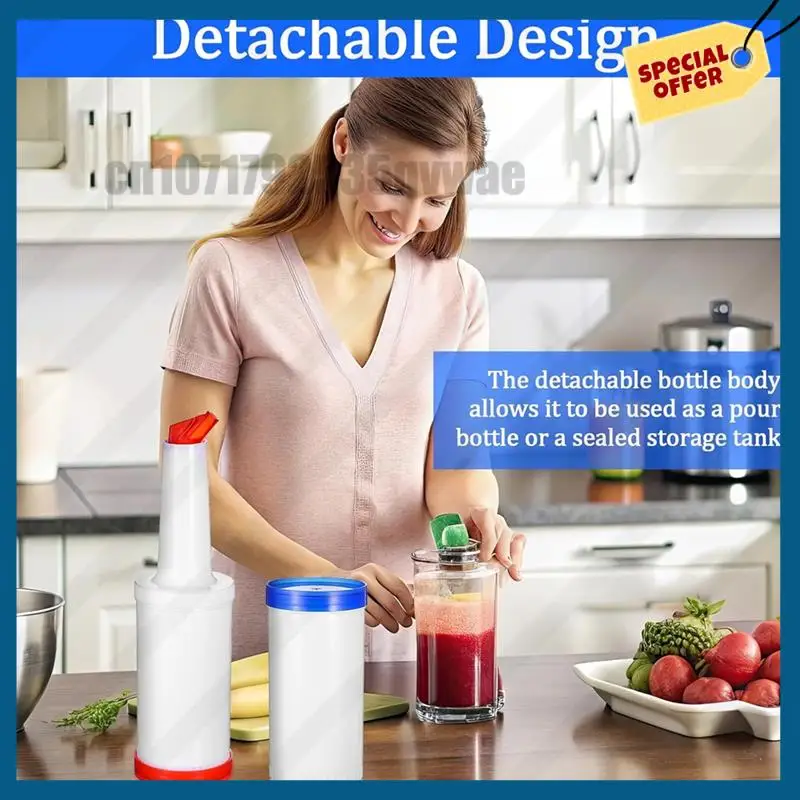 -A89Z 6er-Pack Bar-Saft-Gießen-Flaschen, Saft-Ausgießer, Kunststoff-Saftspender für die Bar mit auslaufsicheren Ausgießen