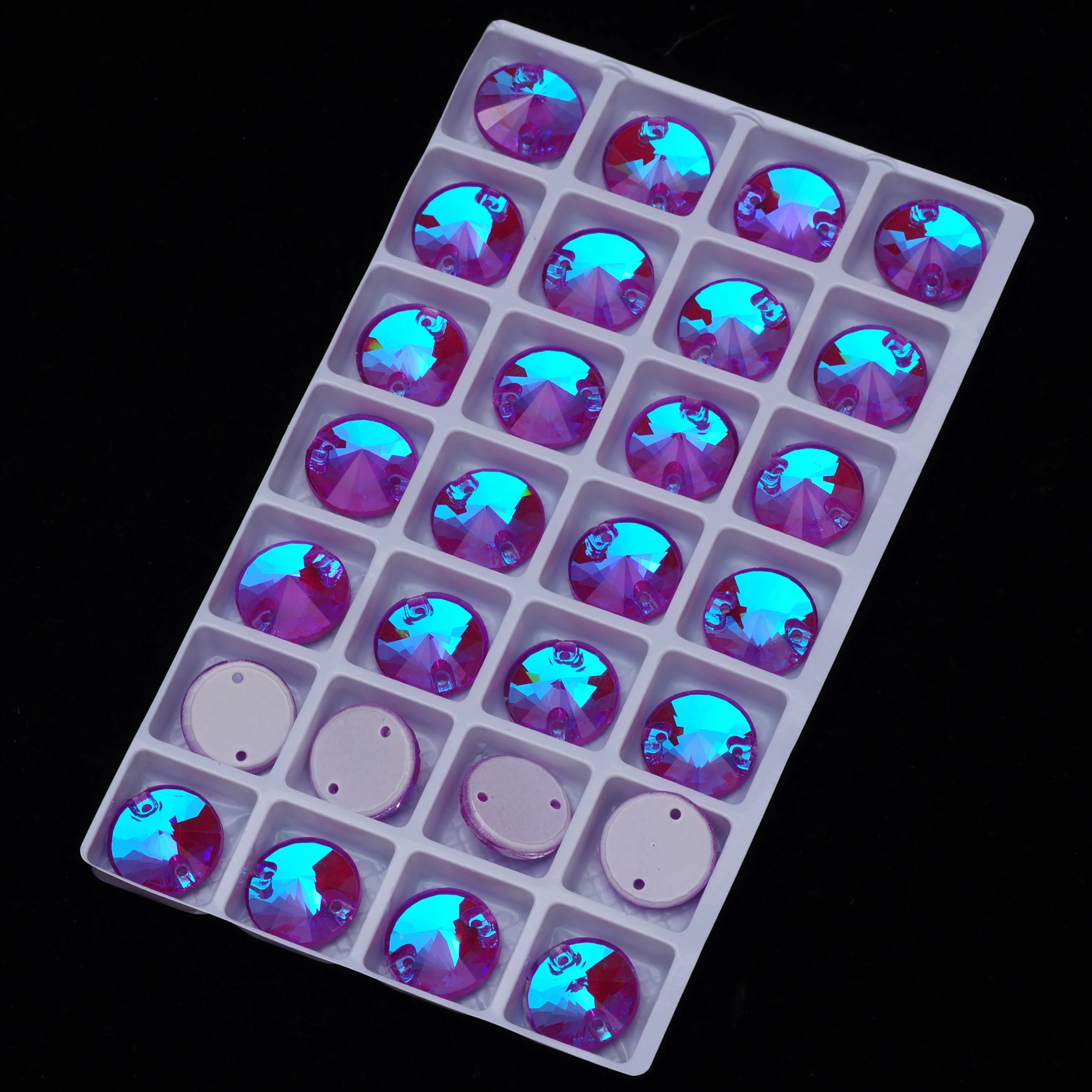 Glas K9 Neon Rivoli Neue Strass-Kanten mit Facetten, Aufnähbare Kristalle, Flache Rückseite, Steine für DIY-Kleidung – Detail 5