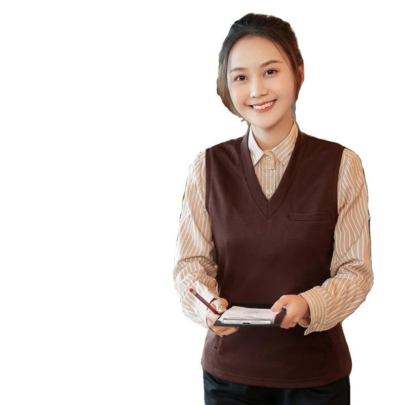 سترة محبوكة للنادل في مطعم الوجبات السريعة للرجال والنساءKFCWestern Restaurant Bar Internet Coffee Cake Clerk ملابس العمل