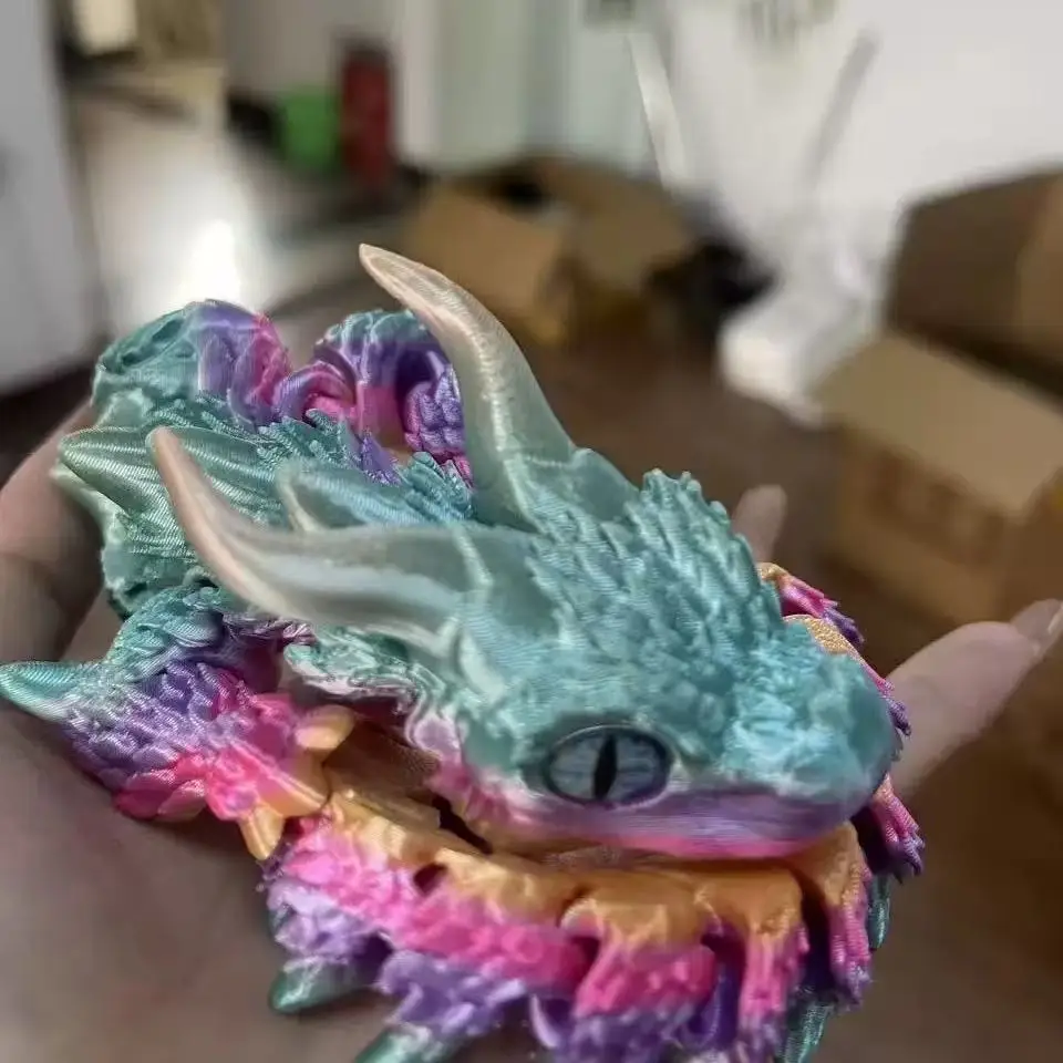 3D Printed Magic Dragon Movable Joint  Toy Rotatable Articulated Office Desktop Ornament Adults Kid Toy Crafts ，eyes random 1 image 6