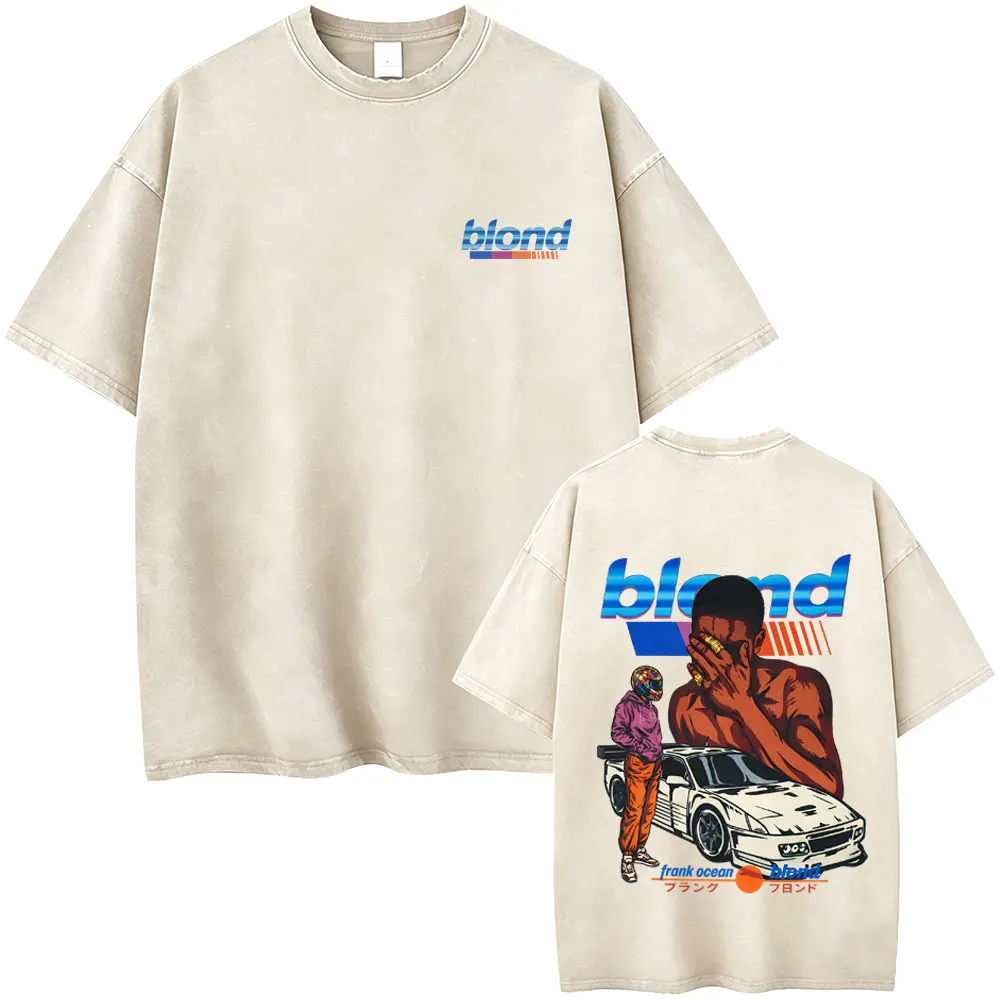 

Washed Vintage Rapper Frank Ocean Blond Graphic T-shirt Men Women Hip Hop Fashion Pop Music T-shirts Men's Oversized Streetwear