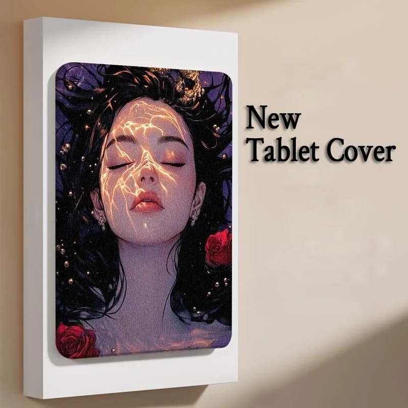 حافظة كمبيوتر لوحي فتاة فنية جميلة على شكل زهرة لهاتف Xiaoxin Lenovo Pad Tab K10 K11 M10 P12 P11 Pro GT Gen2 Plus Legion Y700 Y900 12.1