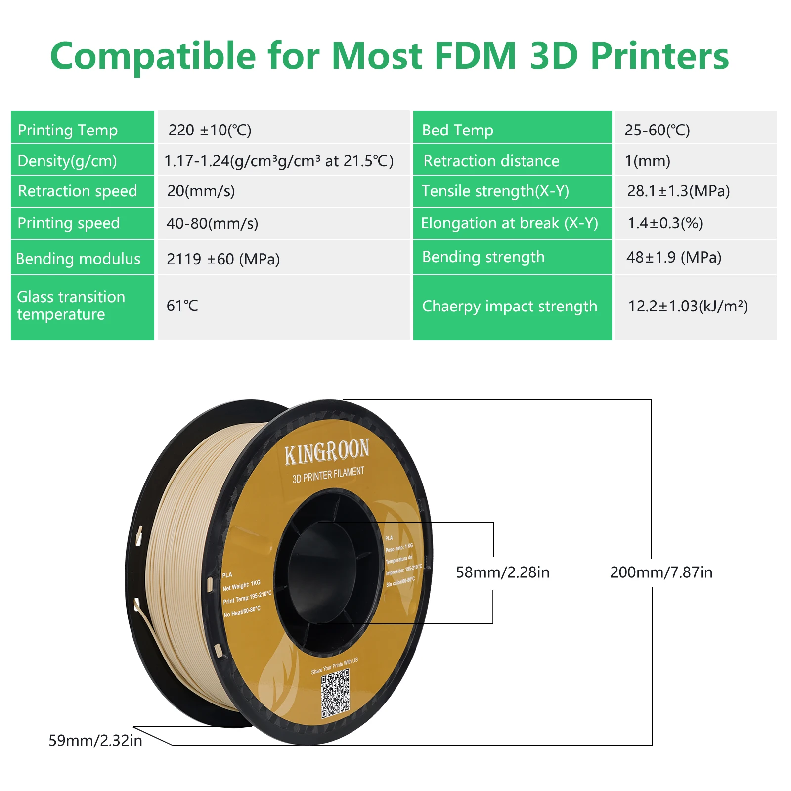 Imagem -05 - Materiais do Filamento da Impressora 3d Pla Petg Abs Tpu Asa 1.75 mm Carretel 10kg 22lbs Precisão Dimensional Mais 0.03 mm Novo