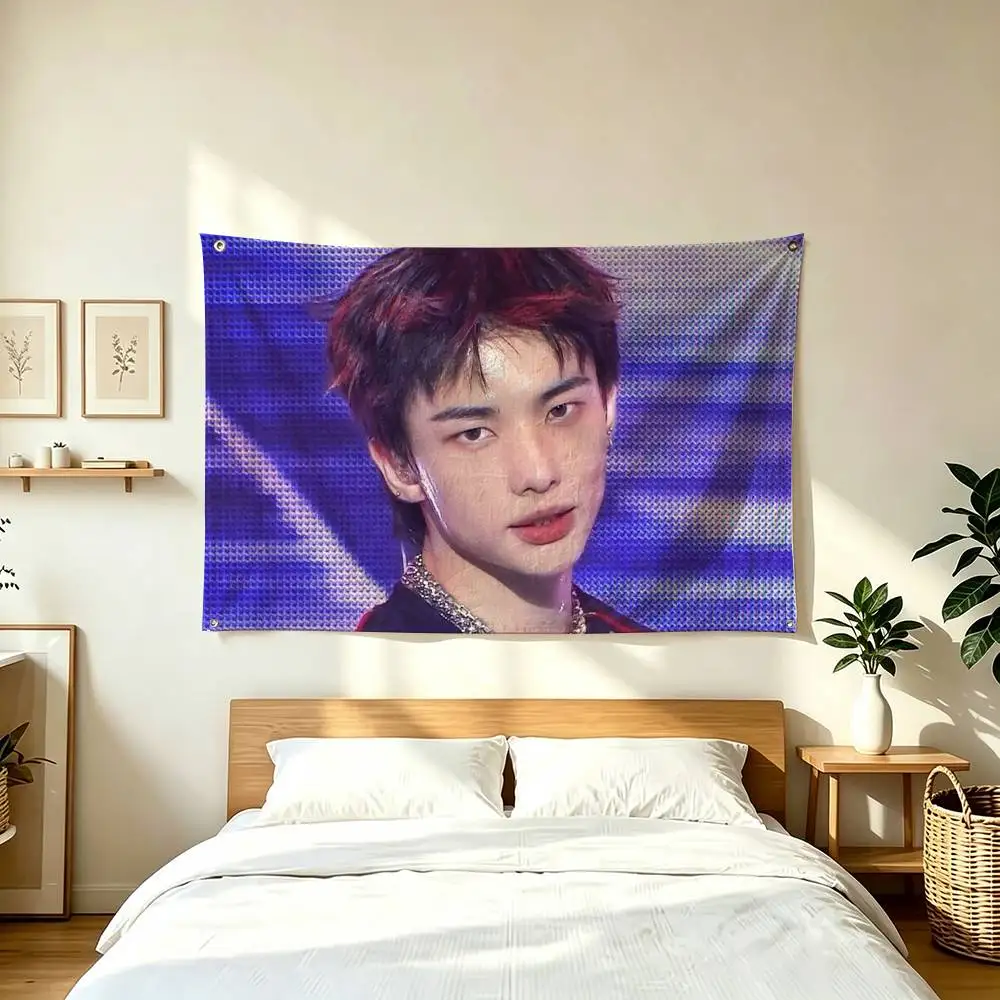 H-Hyunjin Kpop Main Dancer  Flag Suitable For Party Club Outdoor Interior Wall Decoration Banner Fans Gift