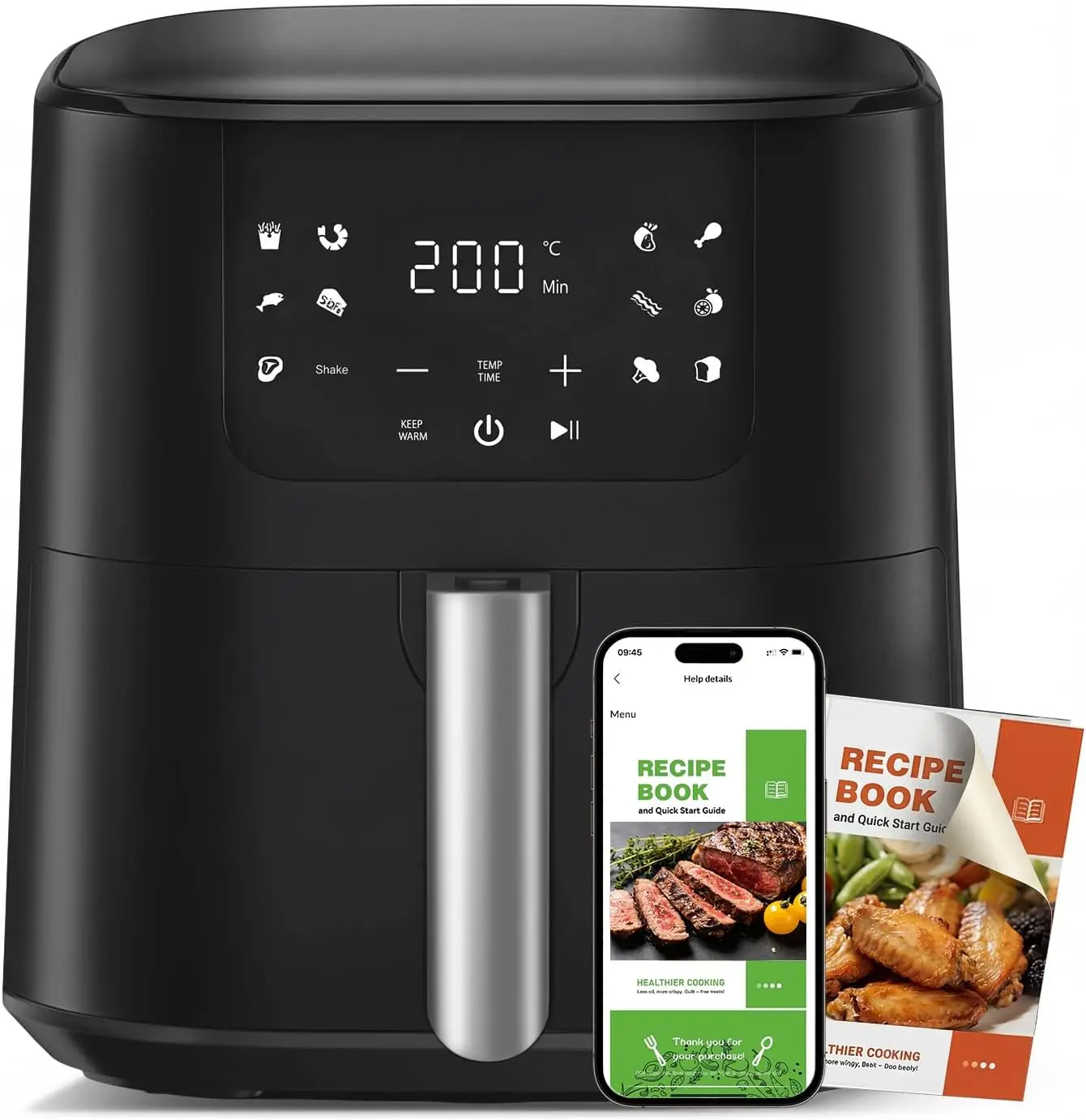 

8-in-1 Air Fryer with 5 QT Capacity, Precision Heating 180°-450°F, Touch Display, Shake Reminder for Crispy Meals