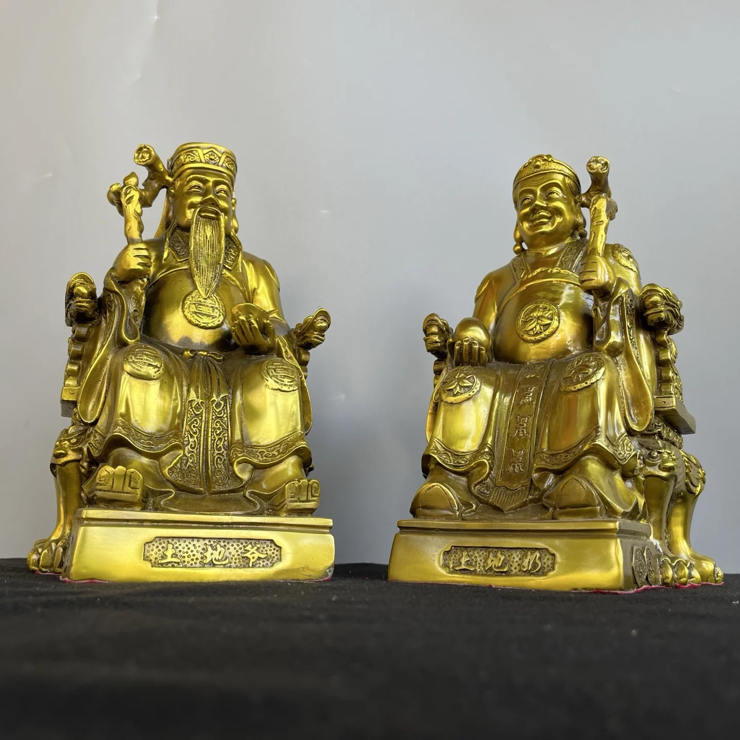 

11"Tibetan Temple Collection Old Brass My Guardian Grandma Land Longevity Immortal Lung Chair Sitting Buddha Worship Hall