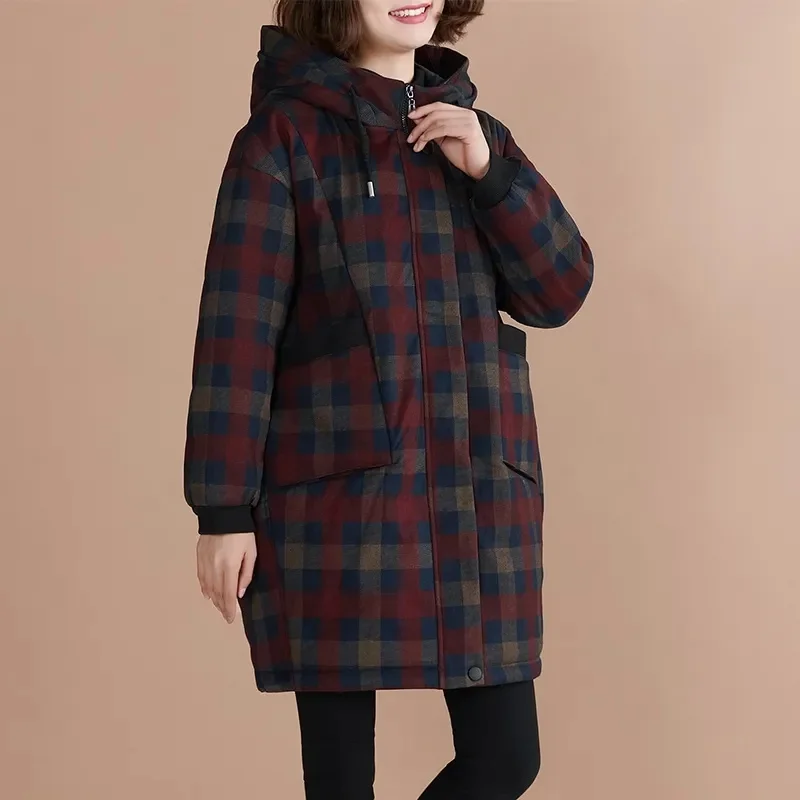 

Mom Winter Coat Medium Length Cotton Coat 2023 New Women Winter Middle-Aged Elderly Added Cotton Thickened Cotton Cotton Jacket