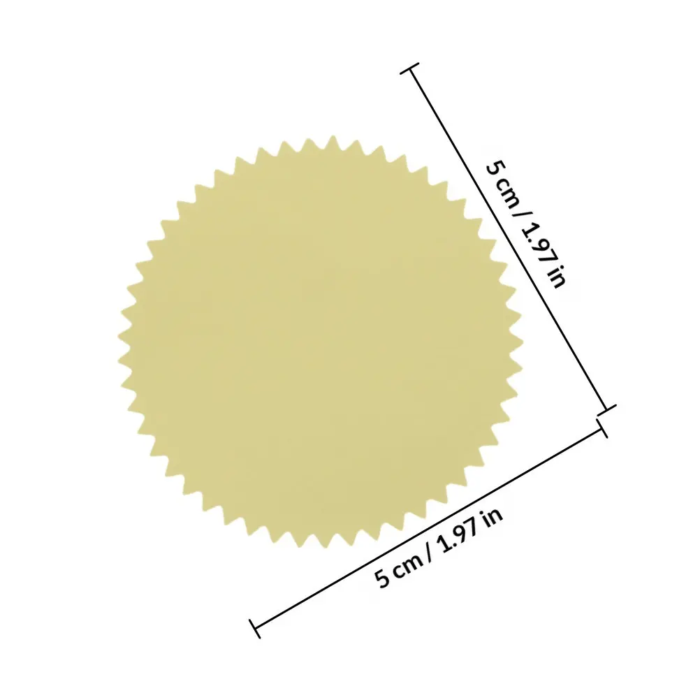 200Pcs Self Adhesive Embossing Seal Stickers Blank Round Scalloped Edge Gold for Certificates Awards Graduation Office Tamper 2