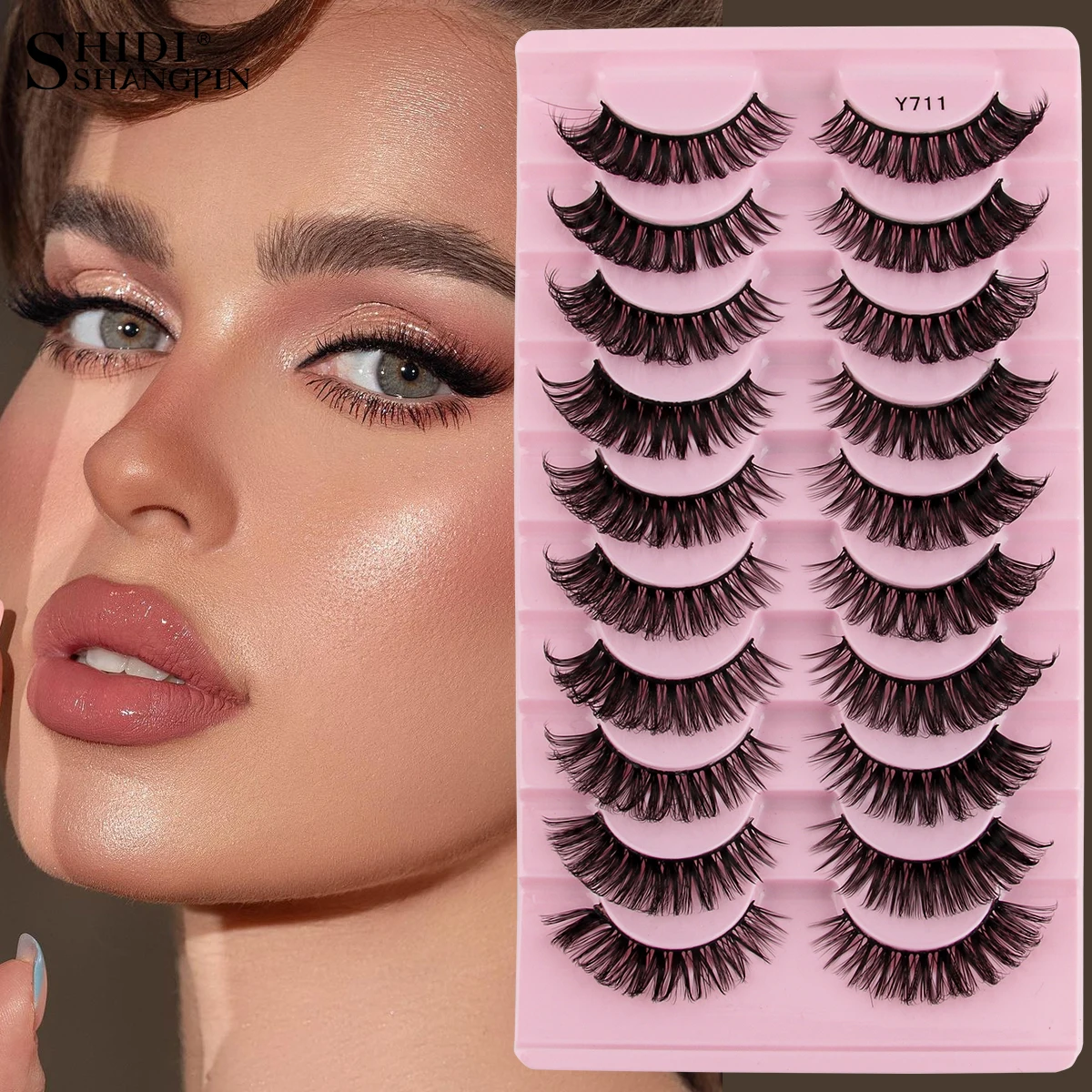 SHIDISHANGPIN grube sztuczne rzęsy białe rzęsy 3D norek pół rzęsy naturalne impreza z okazji Halloween Cosplay kreatywny makijaż faux Cils