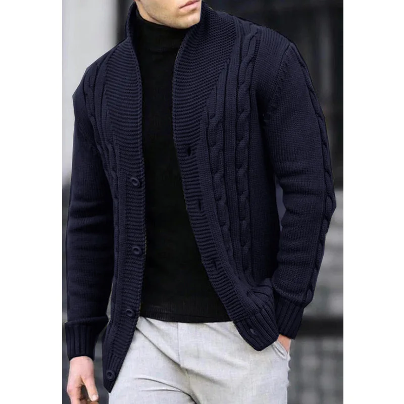 Men\'s Knitted Twist Cardigan Sweater, Long Sleeve, black Knit Jacket, Men\'s Coat, Casual Knitwear, Autumn, Winter Clothing, 2023