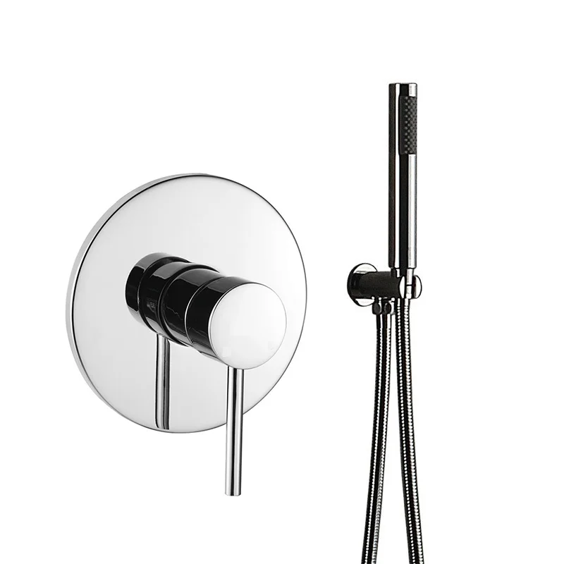 Bathroom Shower Faucet Wall Mounted Bath Shower Mixer Brass Chrome Concealed shower faucet Round Single Function Actuated taps