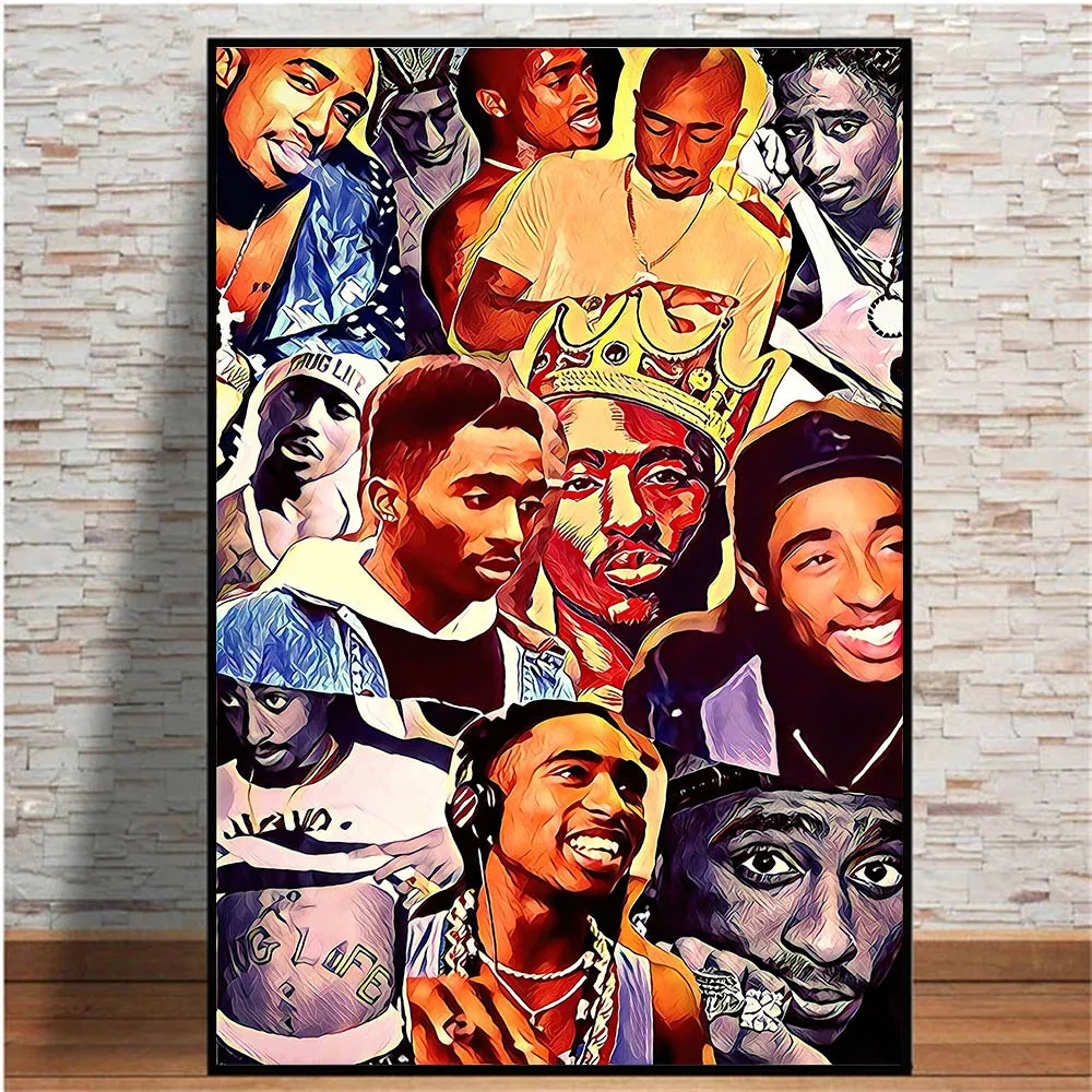 Music Star 2PAC Tupac Poster Decoration Painting Gangster Rap Tupac Hip Hop Wall Sticker Home Decor Wall Art Aesthetic Posters - Image 5