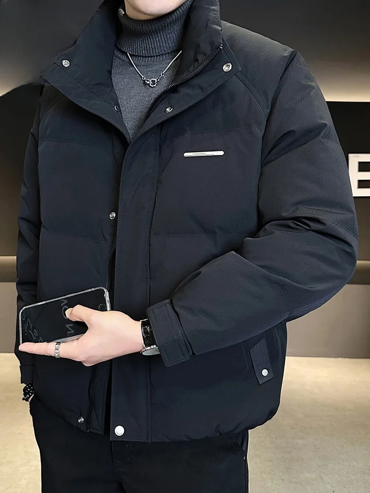 

Мужская утепленная зимняя куртка-пуховик с воротником-стойкой, теплосберегающая, повседневная, из полиэфирного волокна