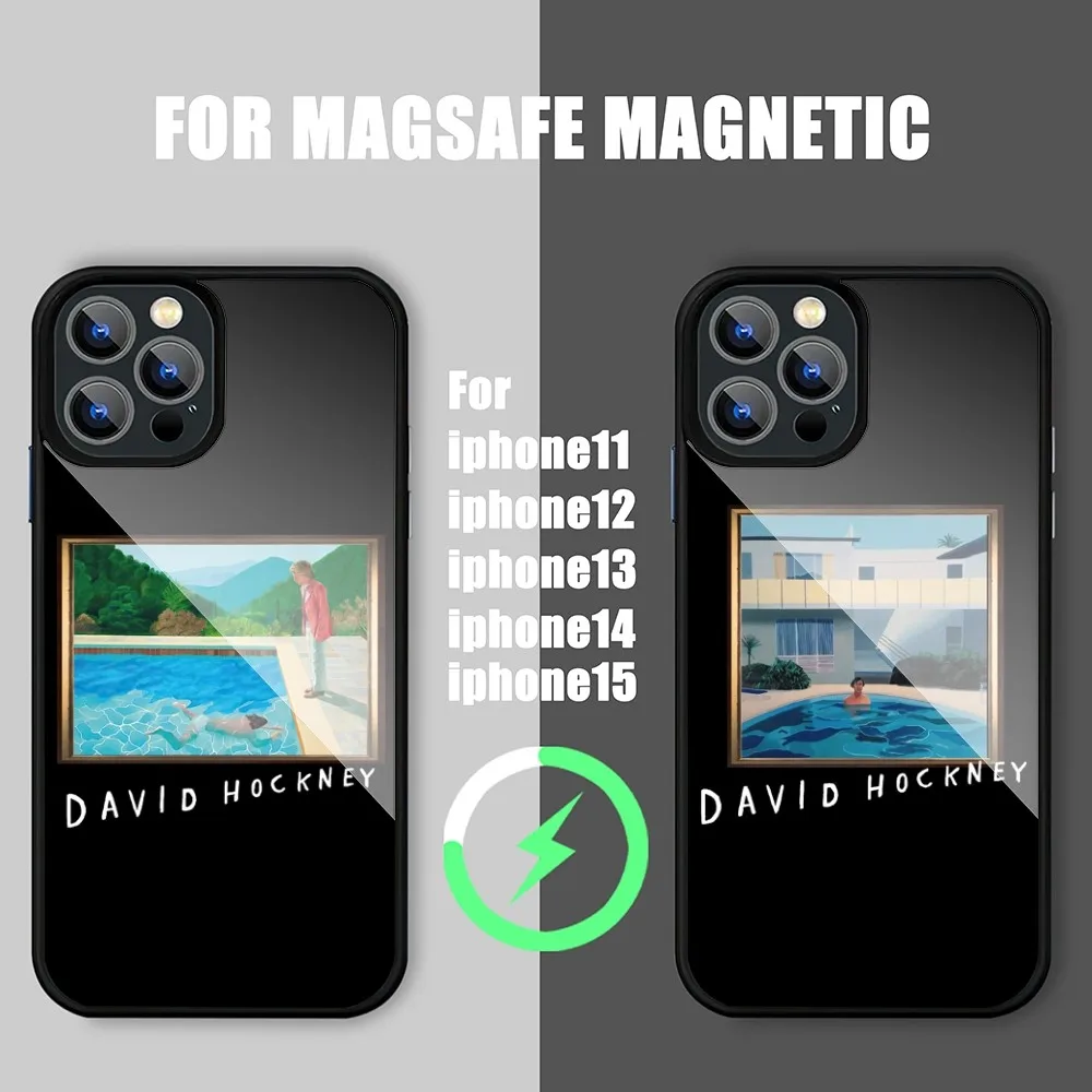 David Hockney Art Phone Case iPhone 15 14 11 12 13 Pro Max Plus Magnetic Wireless Charge Cases Cover