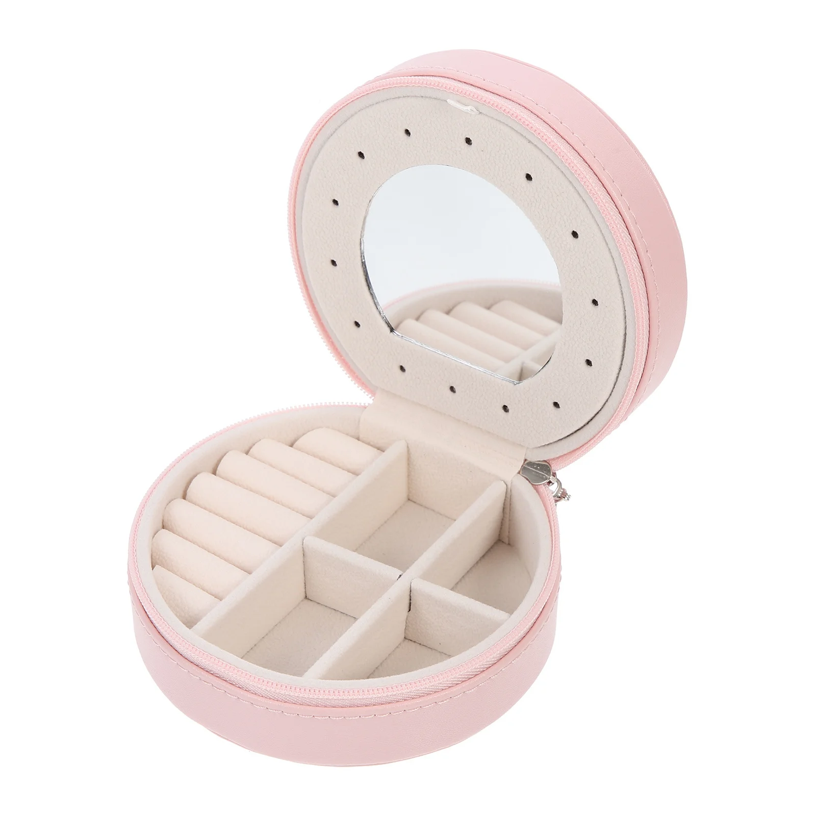 Jewelry Box Travel Case Multi-layer Earring Boxes Holder and Necklace Holders Round